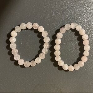 Elegant Rose Quartz Beaded Bracelet Set
